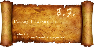 Balog Florentin névjegykártya